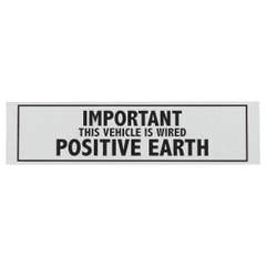 Positive Earth Warning Decal