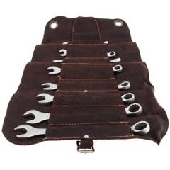 Standard Vintage Style Combination Wrench Set w/ Leather Tool Roll