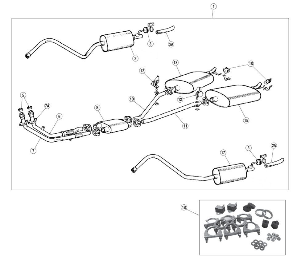 Exhaust System, 3.4S/3.8S & 420