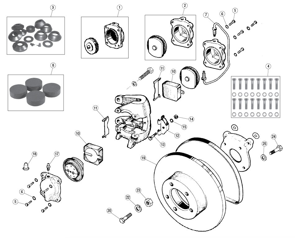 Rear Brake Calipers, Mk I With Disc Brakes, Mk II