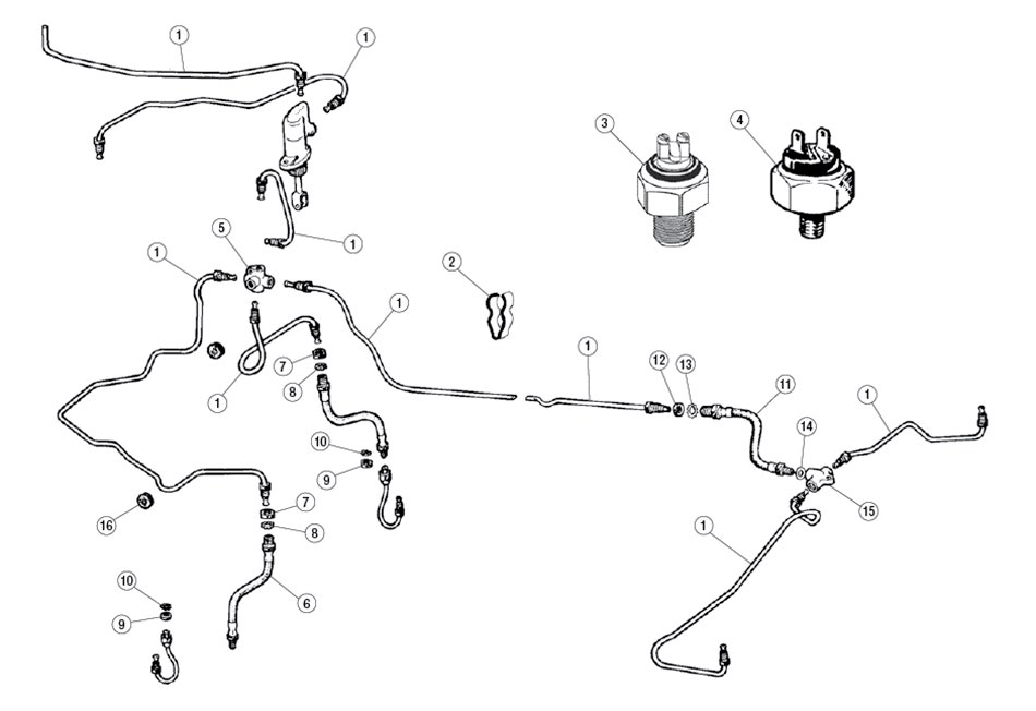 Disc Brake Hydraulic Lines and Components, Mk I, Mk II