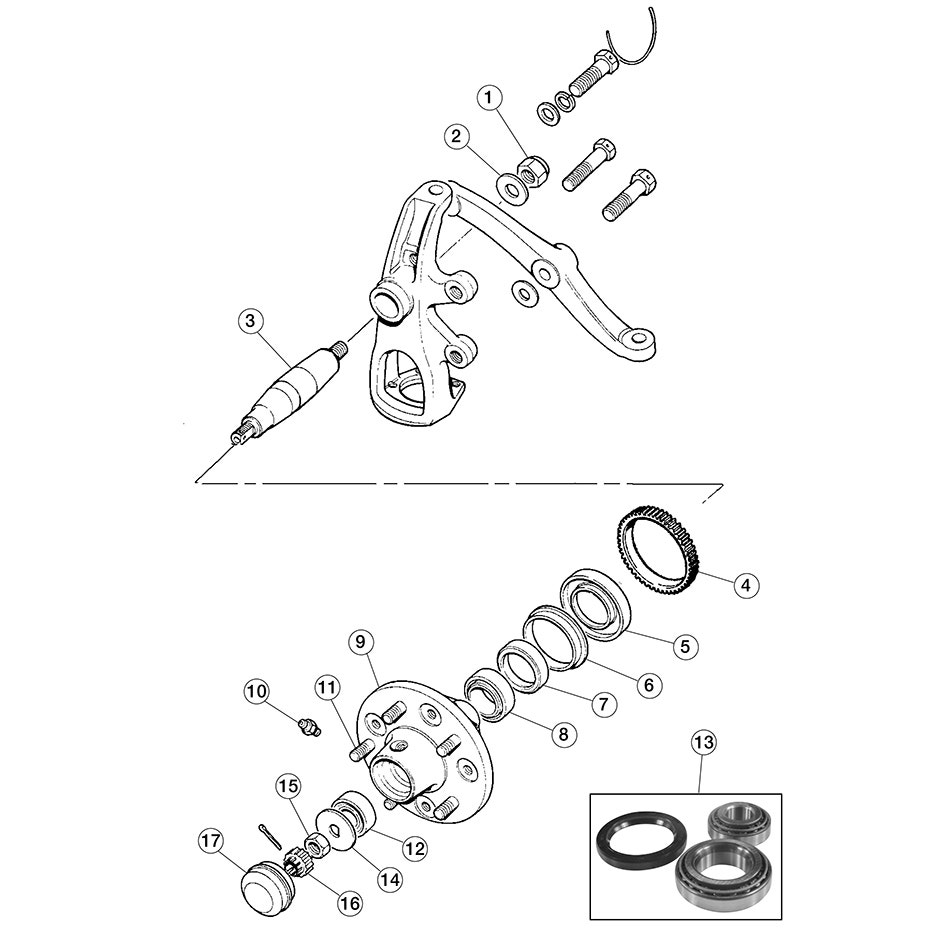 Front Hub and Stub Axle
