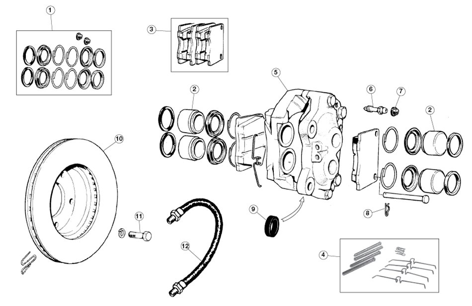 Front Brake Calipers; Four Piston