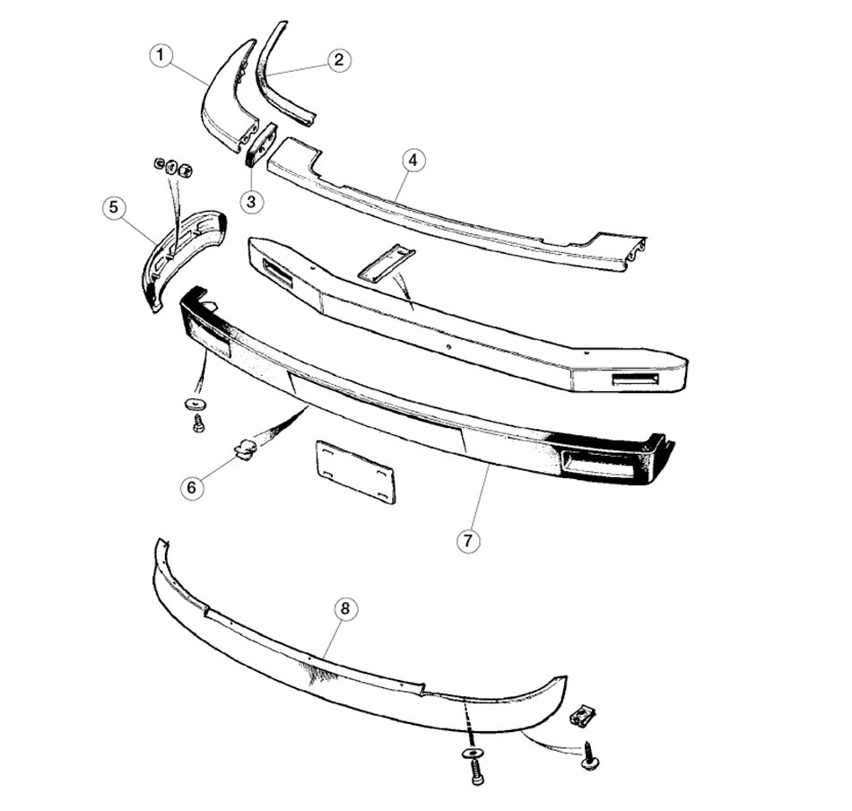 Front Bumper Components, XJS to late 1993