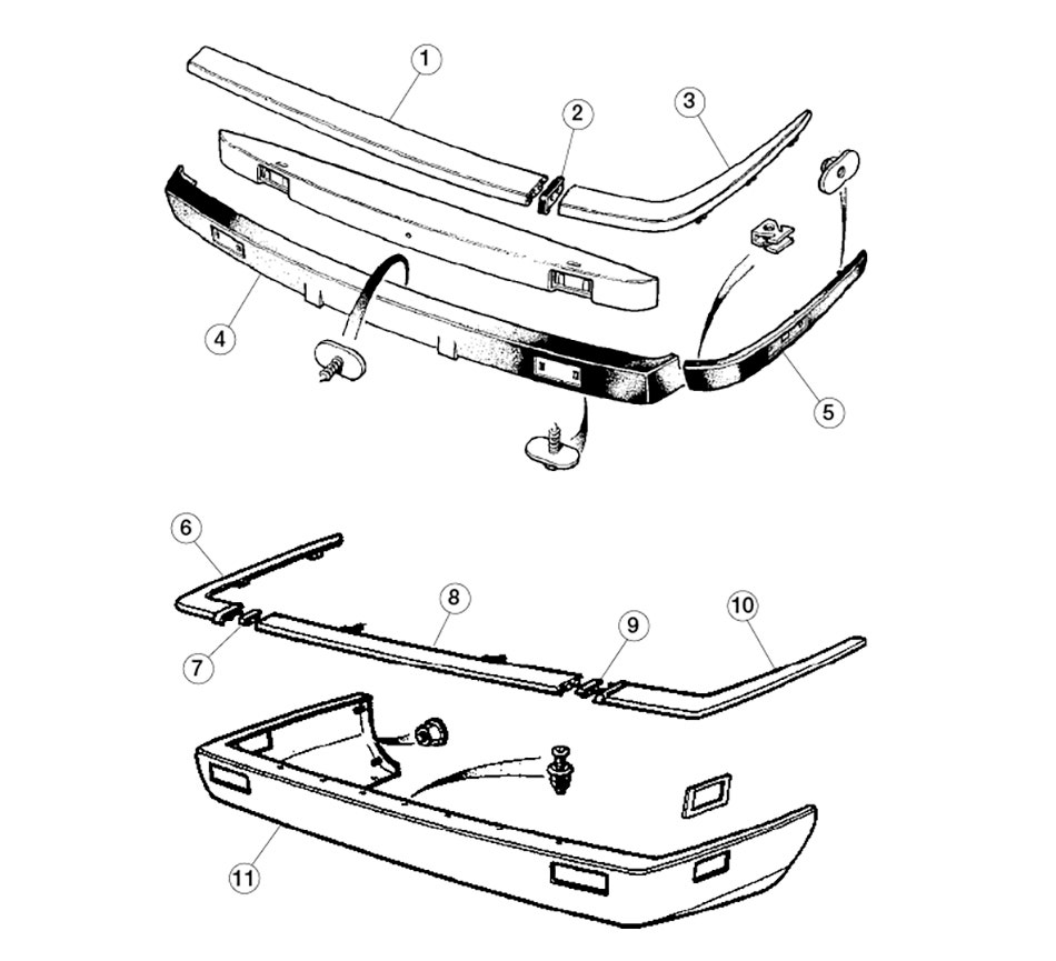 Rear Bumper Components, XJS