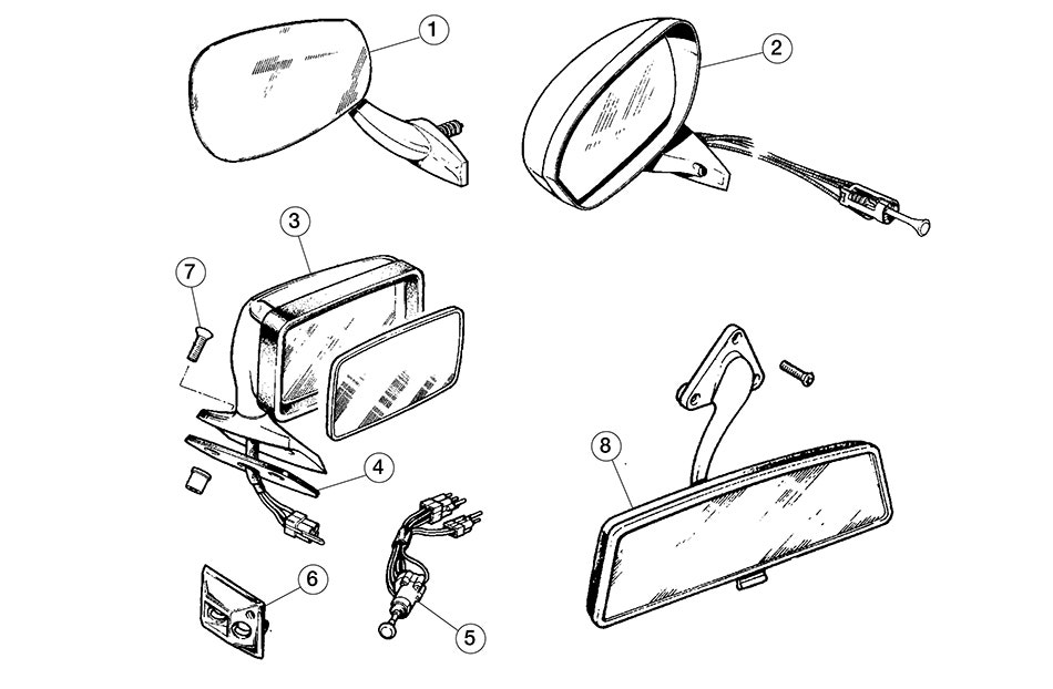 Door & Interior Mirrors, XJS