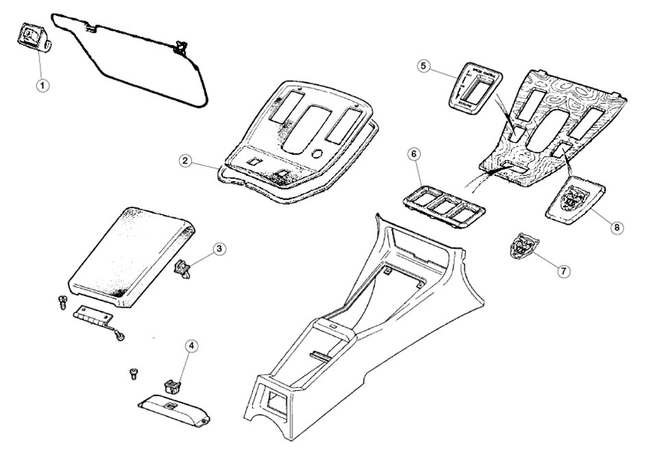 Sun Visors & Console Components, XJS