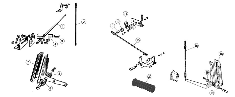 Throttle Linkage, XK120-140