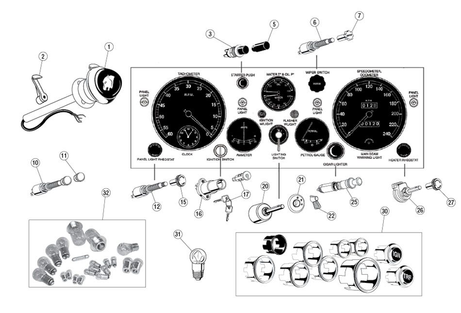 Dash Switches & Components, XK120 Late