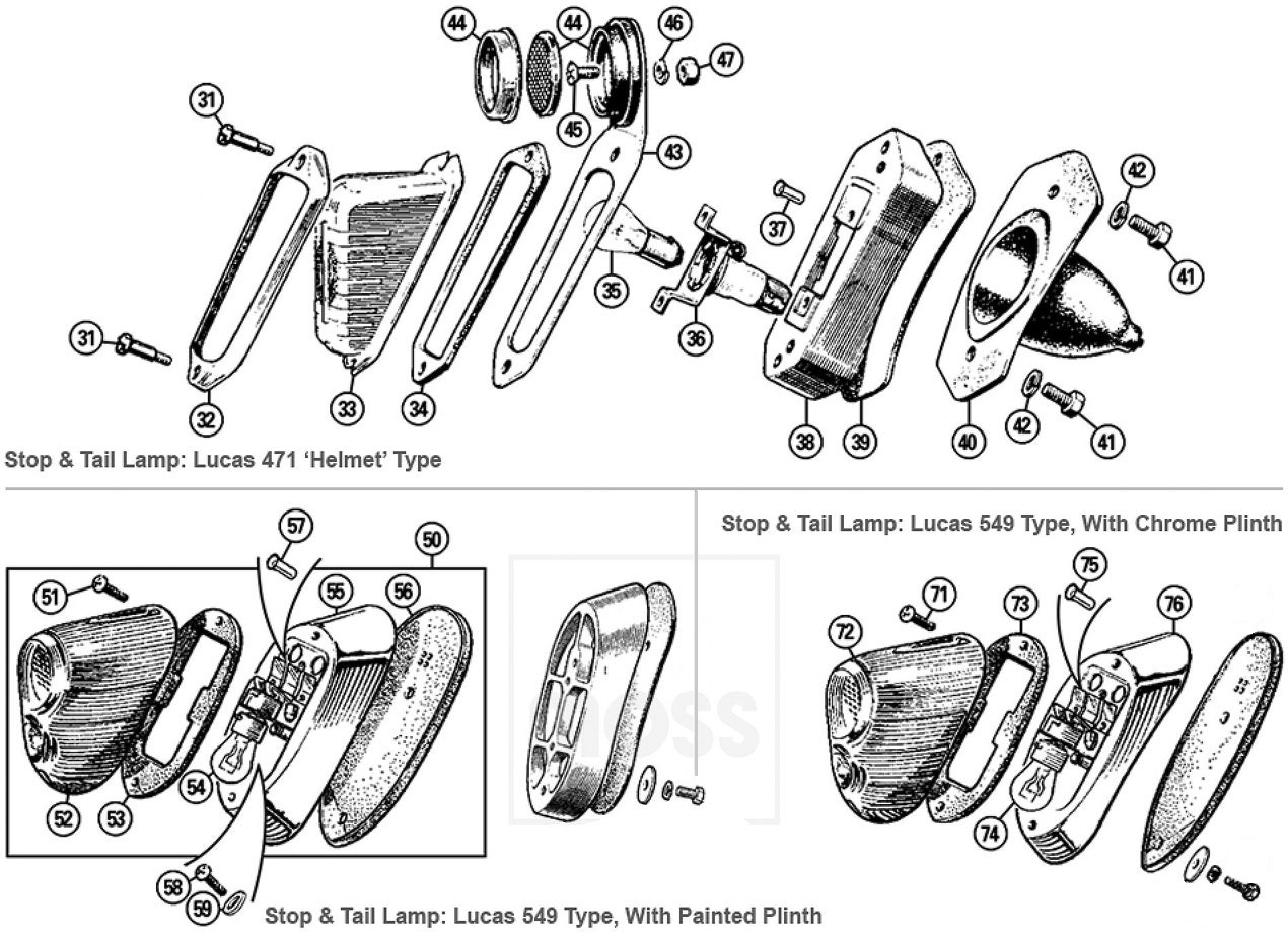 Tail Lamps 803-948cc cars - Saloon & Tourer