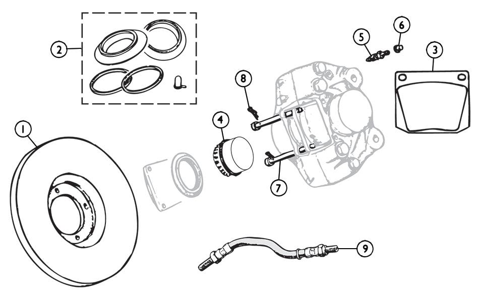 Front Disc Brake Components for Sunbeam Alpine & Tiger