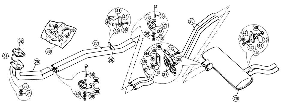 Exhaust System, TR6 1972