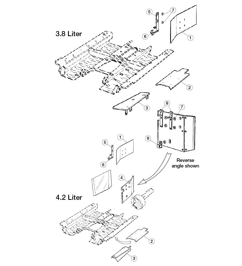 Exhaust Heat Shields, 6-Cylinder